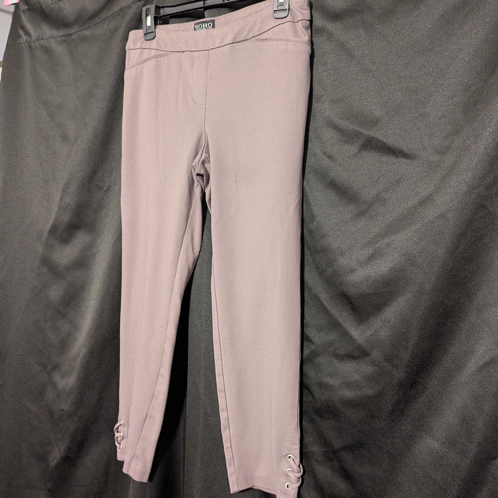 96. Soho Apparel Taupe Leggings with Ankle Lace Detail